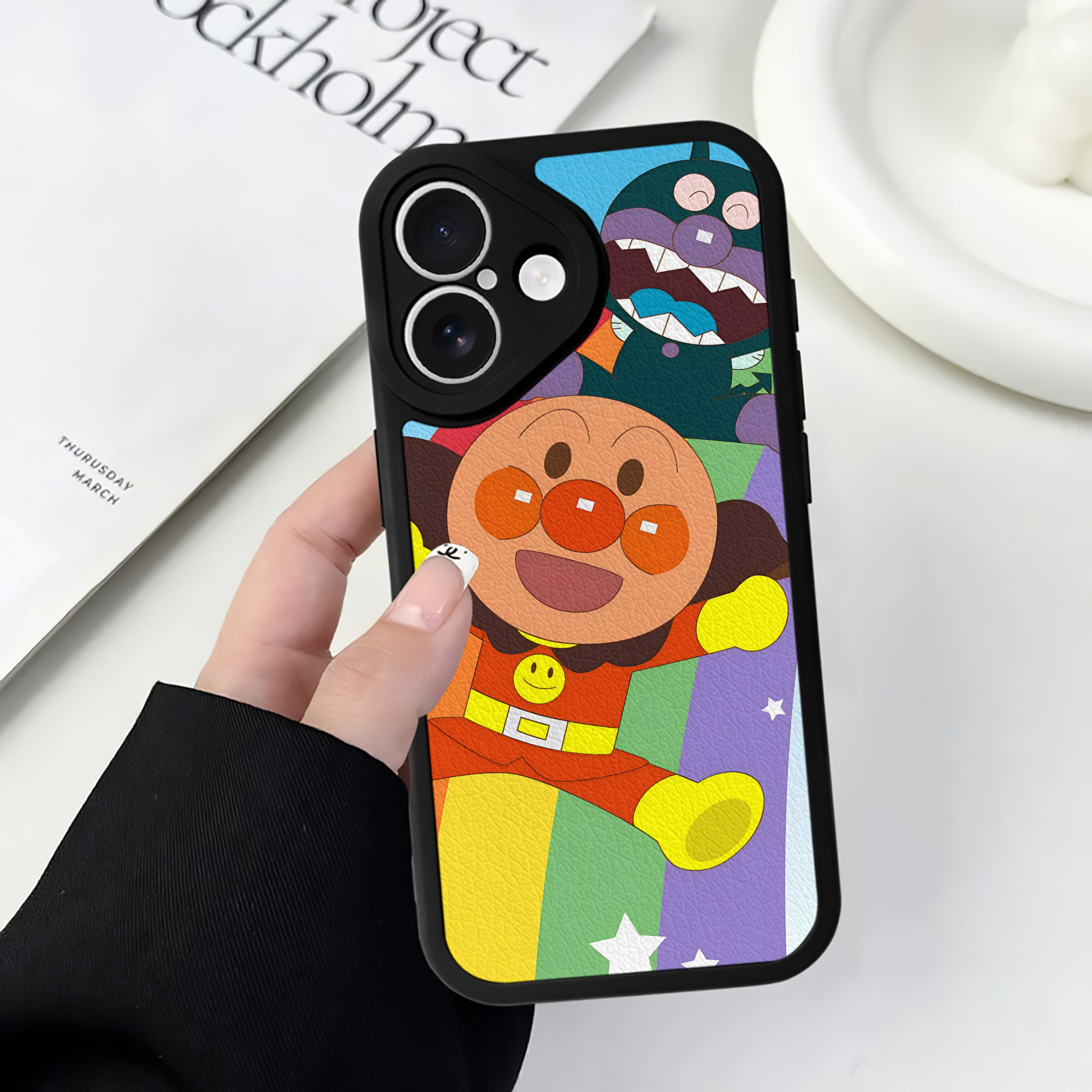（画像用） アンパンマン Anpanman 【iPhone 16シリーズ対応】シリコンスマホケース（レザー調） 材質：シリコン